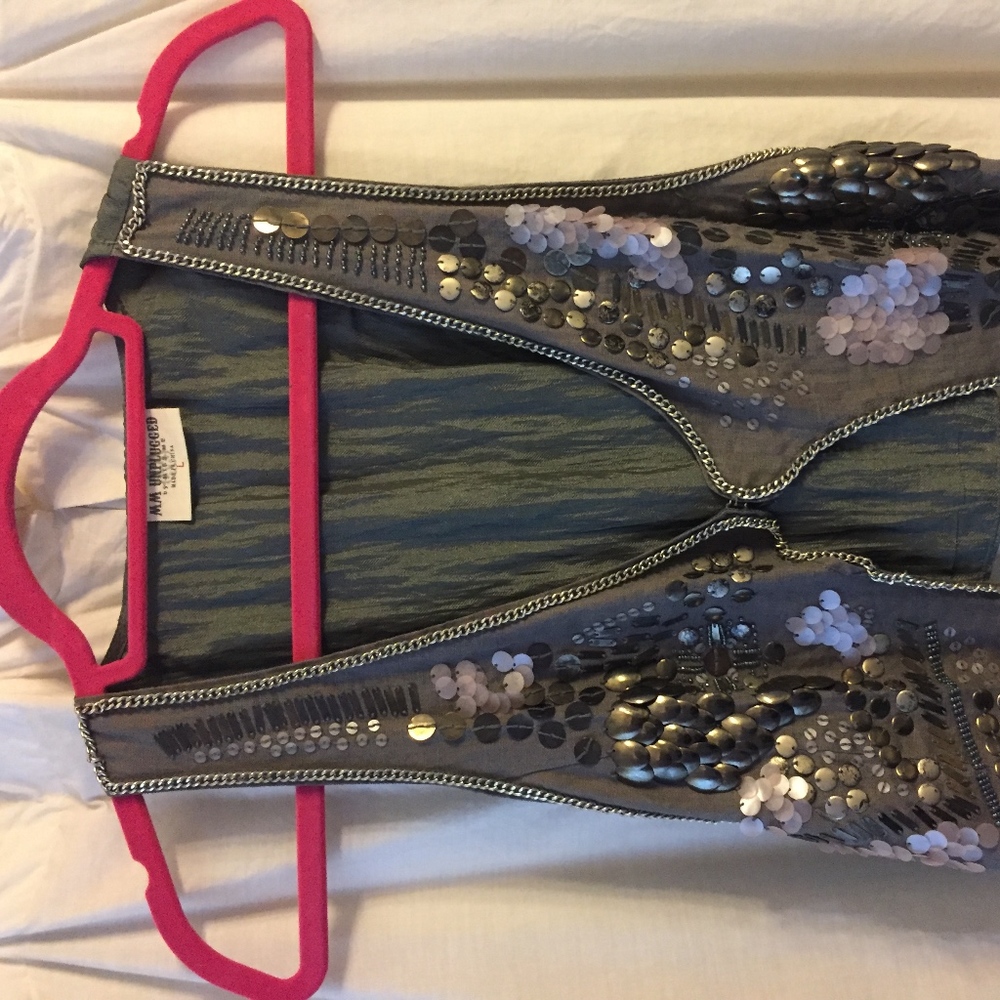 Gray jewel/sequin vest